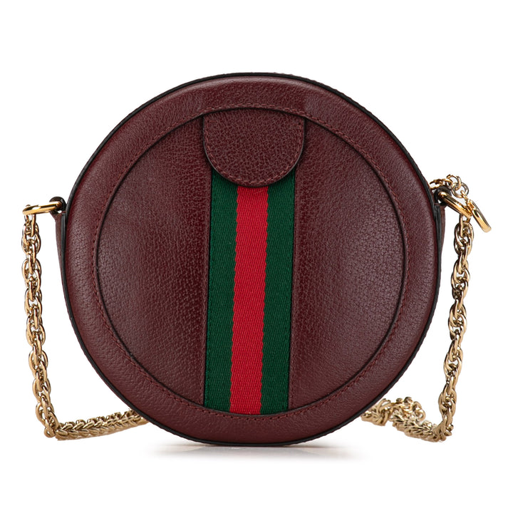 Mini Round Ophidia Leather Crossbody Bag Red - Gaby Paris