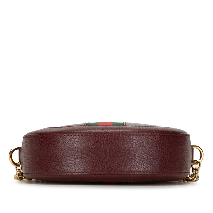 Mini Round Ophidia Leather Crossbody Bag Red - Gaby Paris