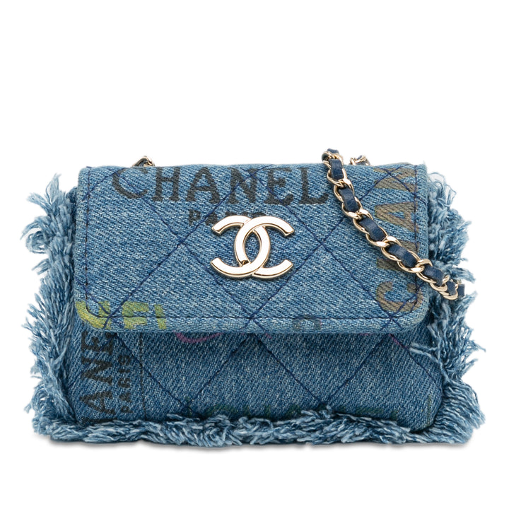 Mini Denim Mood Clutch with Chain Blue - Gaby Paris