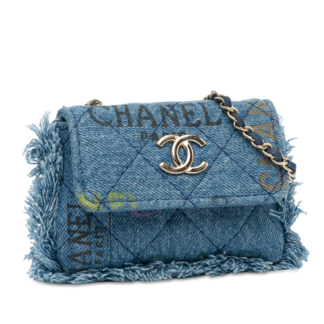 Mini Denim Mood Clutch with Chain Blue - Gaby Paris