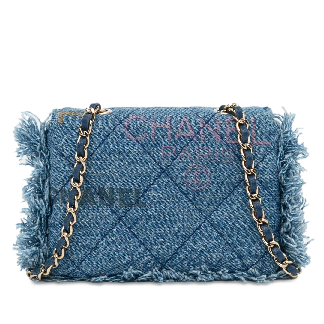 Mini Denim Mood Clutch with Chain Blue - Gaby Paris