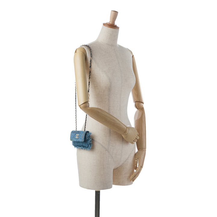Mini Denim Mood Clutch with Chain Blue - Gaby Paris