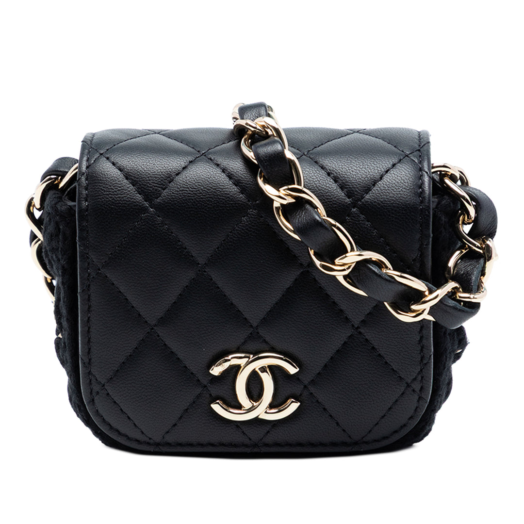 Chanel Mini CC Matelassé Cuir d’agneau Crochet à rabat