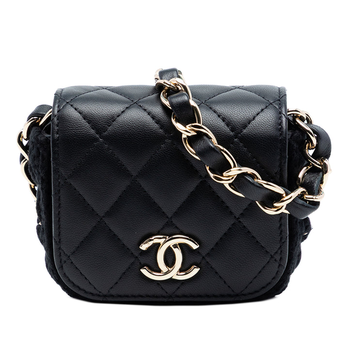 Chanel Mini CC Matelassé Cuir d’agneau Crochet à rabat