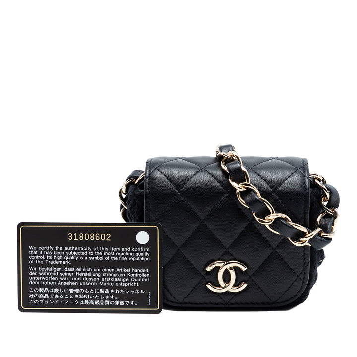 Chanel Mini CC Matelassé Cuir d’agneau Crochet à rabat
