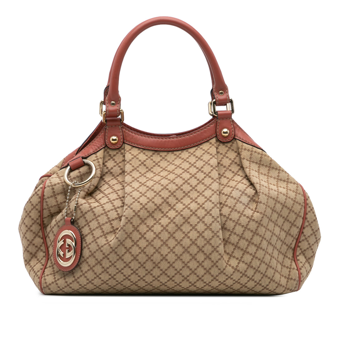 Medium Diamante Canvas Sukey Tote Brown - Gaby Paris