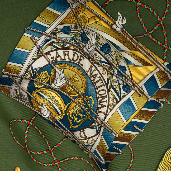 Hermès Les Tambours Foulard 90 Vert – vue 5 – GABY PARIS