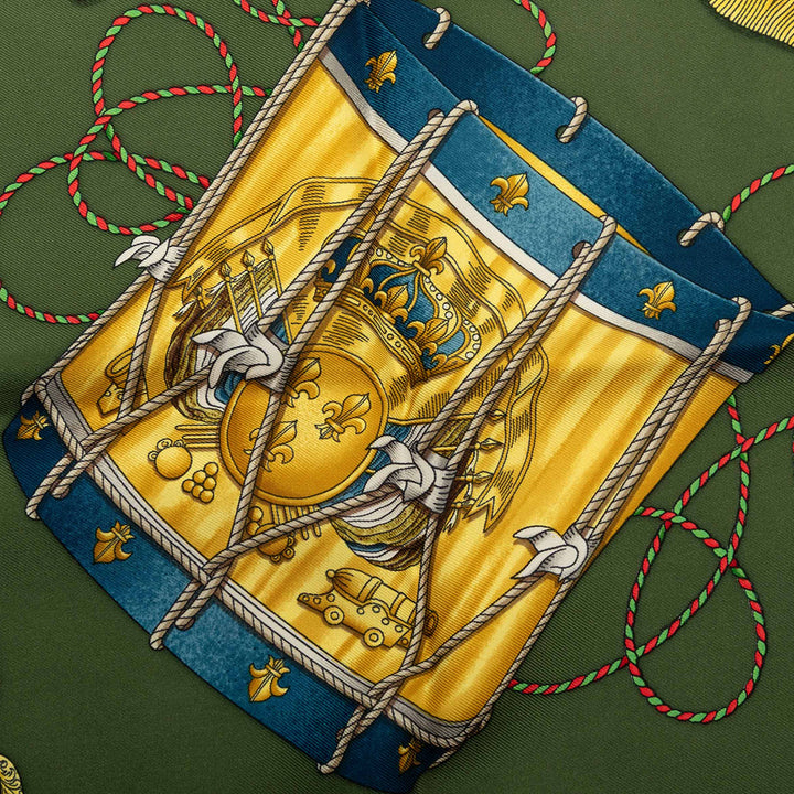 Hermès Les Tambours Foulard 90 Vert – vue 6 – GABY PARIS