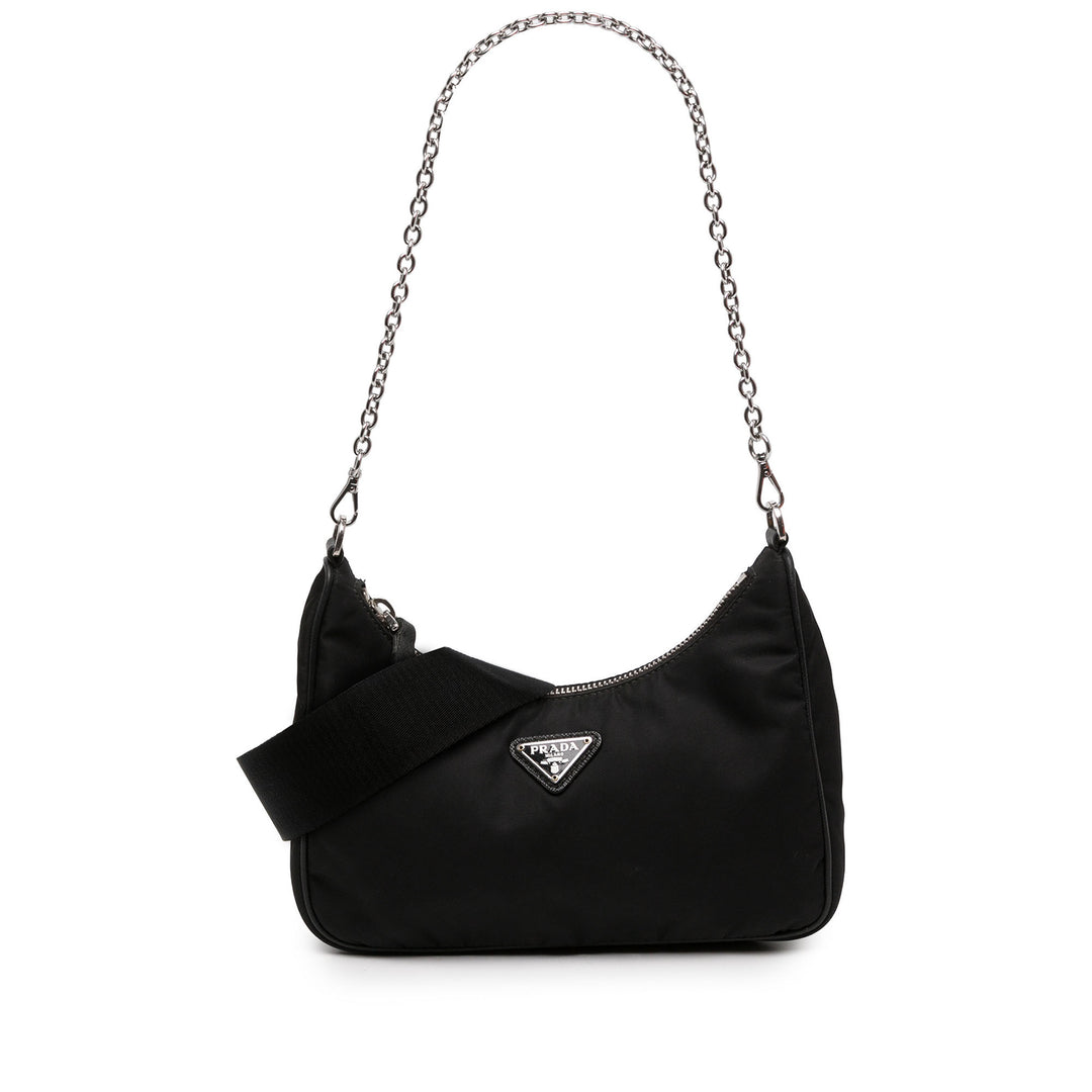 Prada à finitions Re Edition 2005 Sac Mini Saffiano Noir – vue principale – GABY PARIS