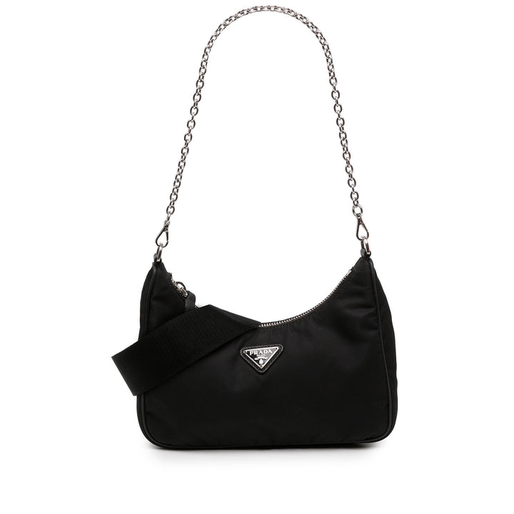 Prada à finitions Re Edition 2005 Sac Mini Saffiano Noir – vue principale – GABY PARIS