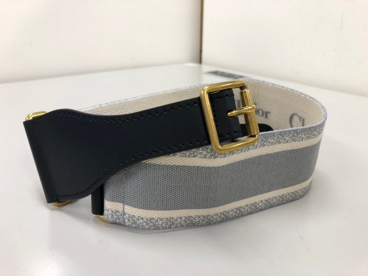 Dior Cuir et Toile brodé Logo Belt