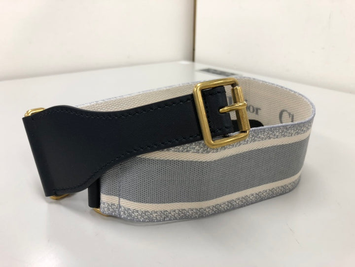 Dior Cuir et Toile brodé Logo Belt