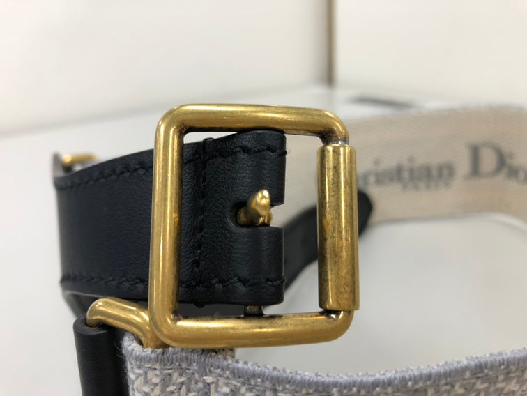 Dior Cuir et Toile brodé Logo Belt