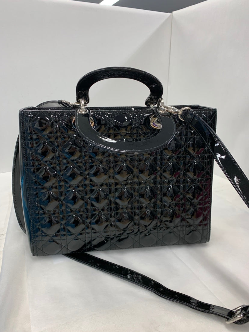 Dior Large Cuir verni Cannage Lady Dior
