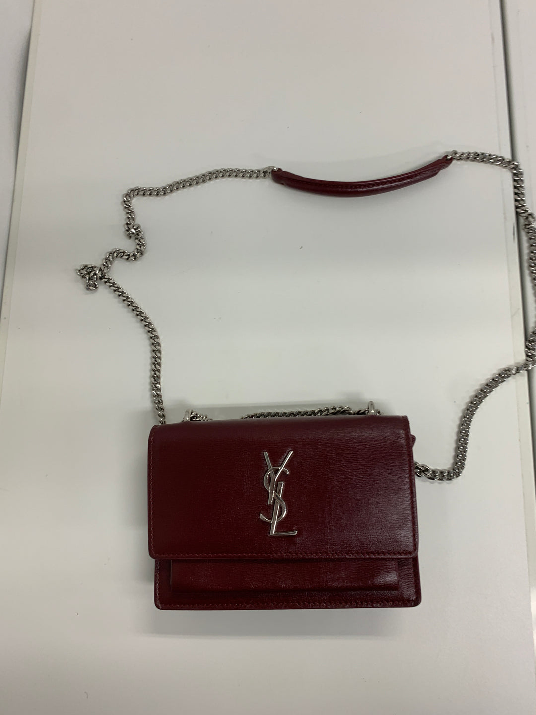 Saint Laurent Mini Cuir de veau Monogram Sunset Wallet on Chain