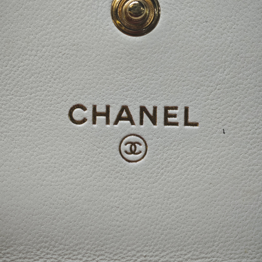 Chanel Matelassé Cuir d’agneau Chanel 19 Card Holder On Chain