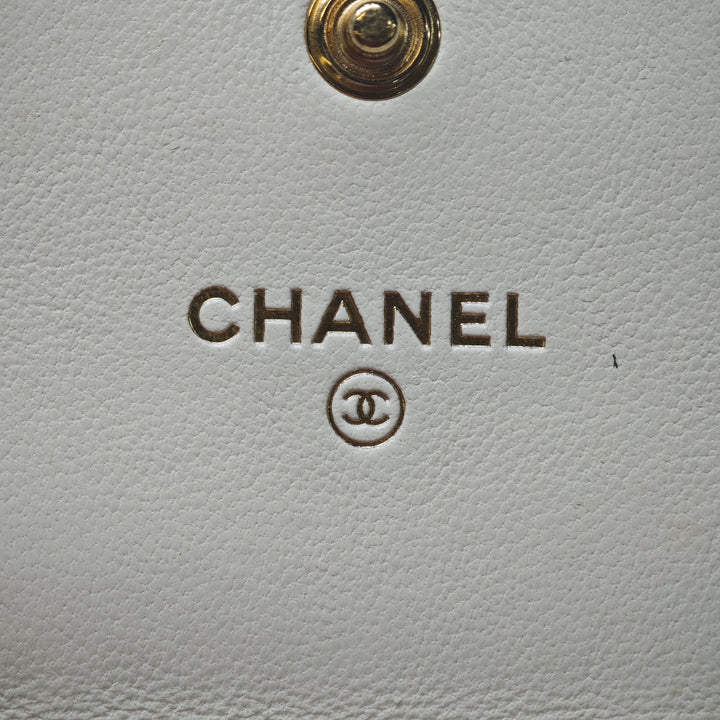 Chanel Matelassé Cuir d’agneau Chanel 19 Card Holder On Chain