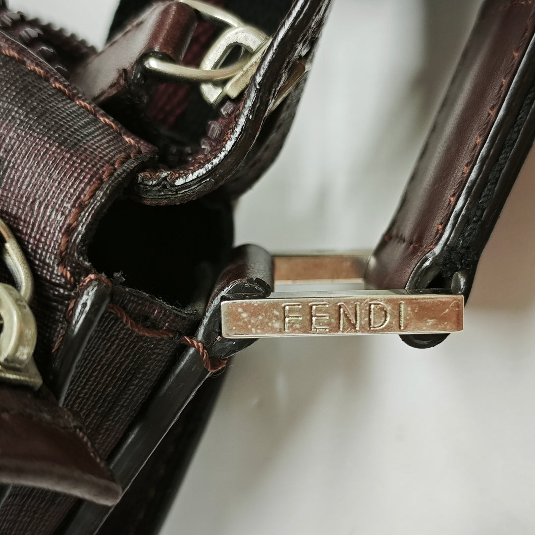 Fendi Zucca Coated Toile Sac porté croisé