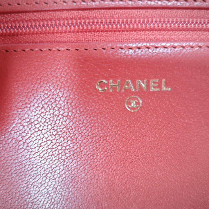 Chanel CC Diagonal Matelassé Cuir de chèvre Wallet on Chain