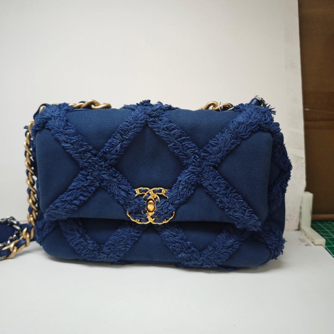 Chanel Medium Canvas and Cotton 19 with flap
