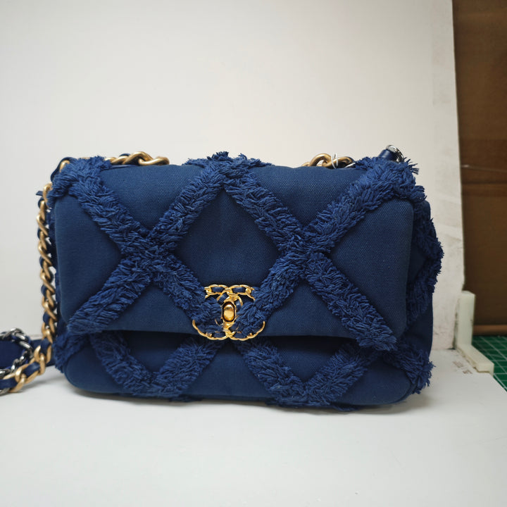 Chanel Medium Canvas and Cotton 19 with flap