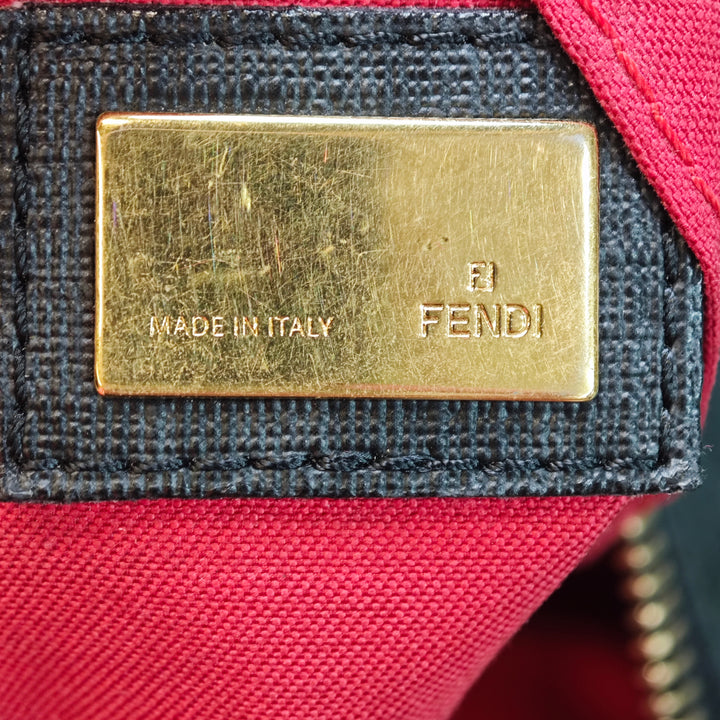 Fendi Zucchino Coated Toile Charm Zip Sac porté croisé