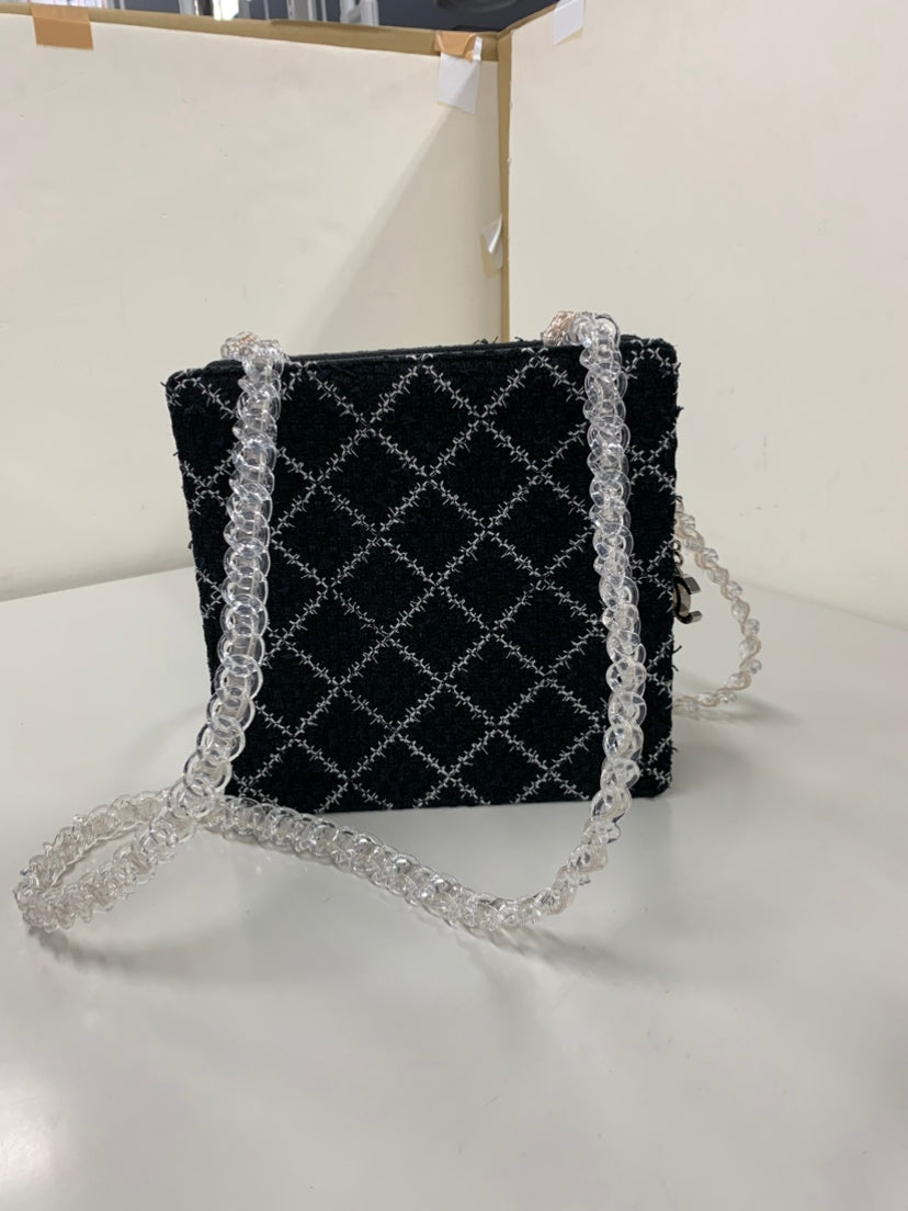 Chanel Tweed et Resin Zipped Chain Shopping Sac