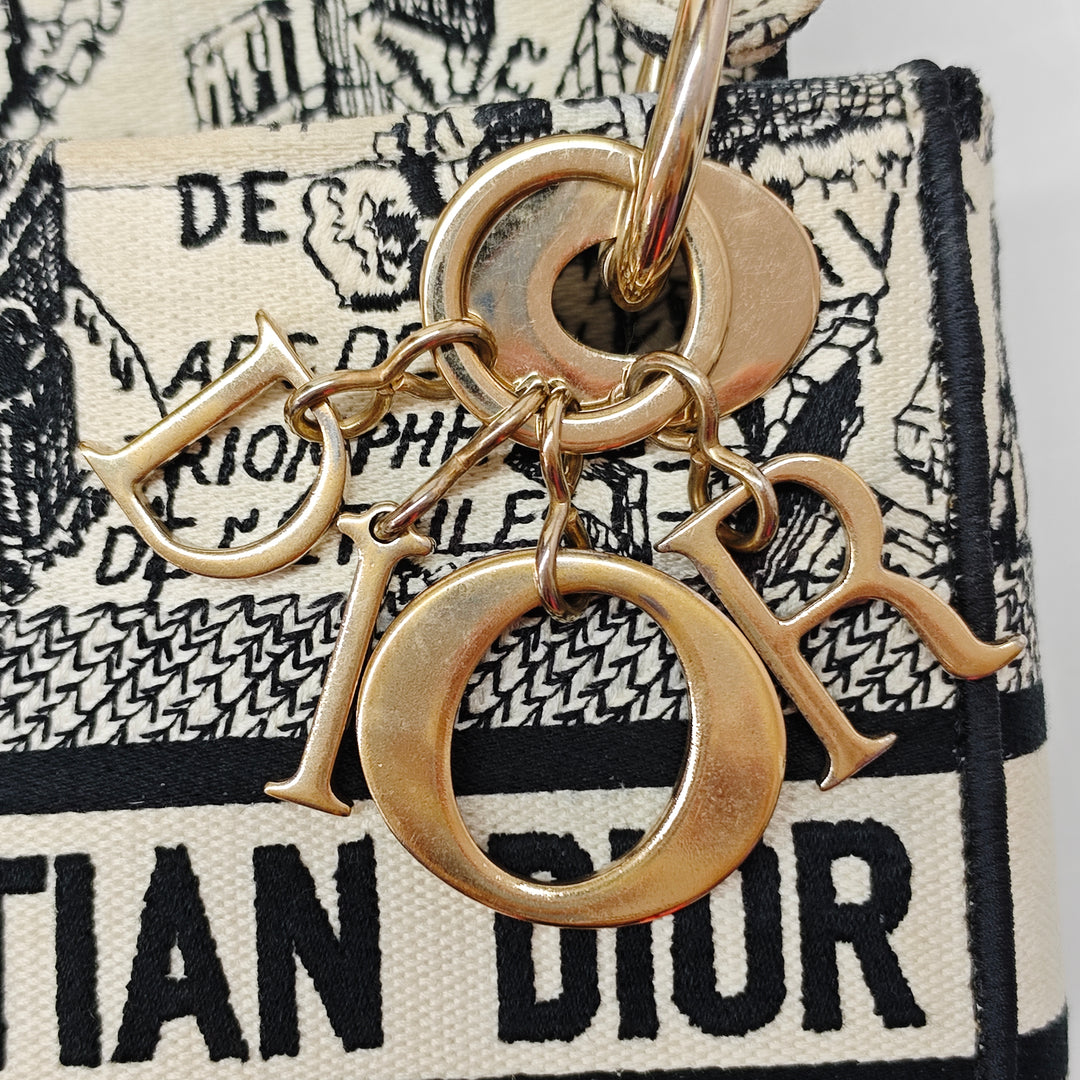 Dior Mini brodé Toile Plan de Paris Lady D Lite