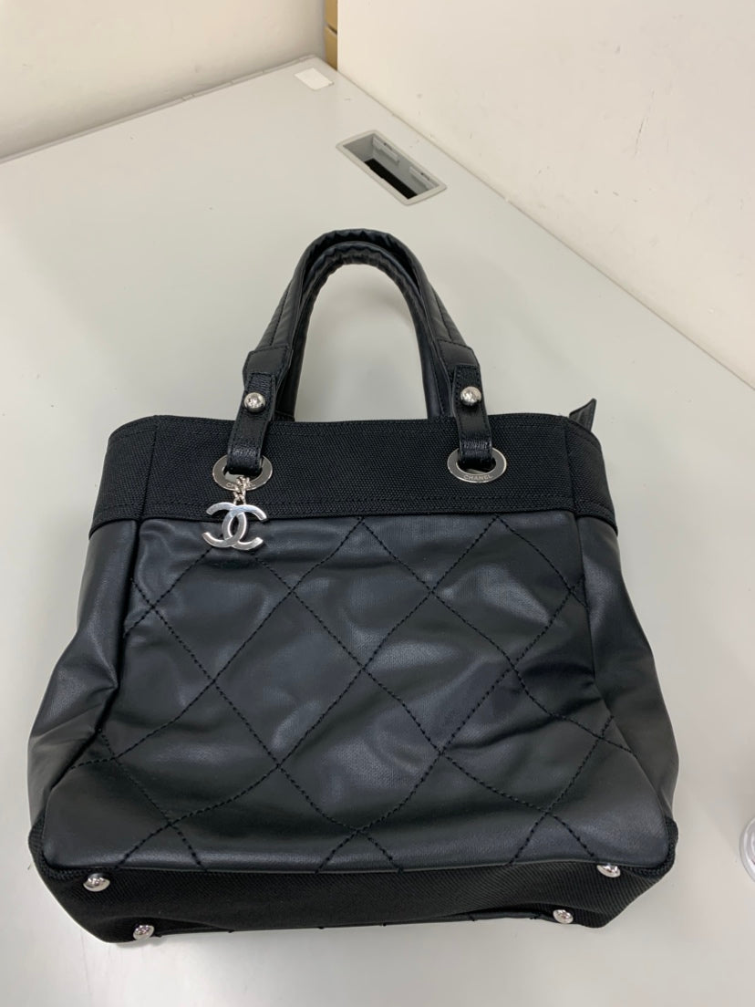Chanel Small Matelassé Coated Toile Paris Biarritz Cabas