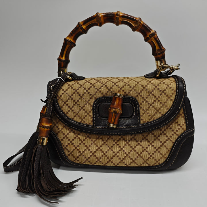 Gucci Medium Diamante Toile New Bamboo Sac