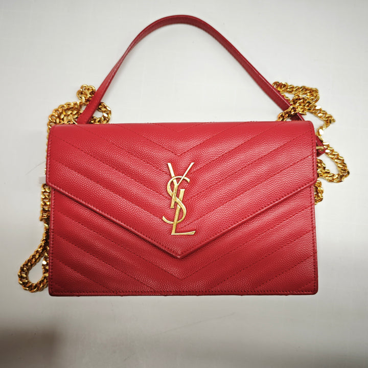Saint Laurent Grain De Poudre Cassandre Envelope Chain Portefeuille