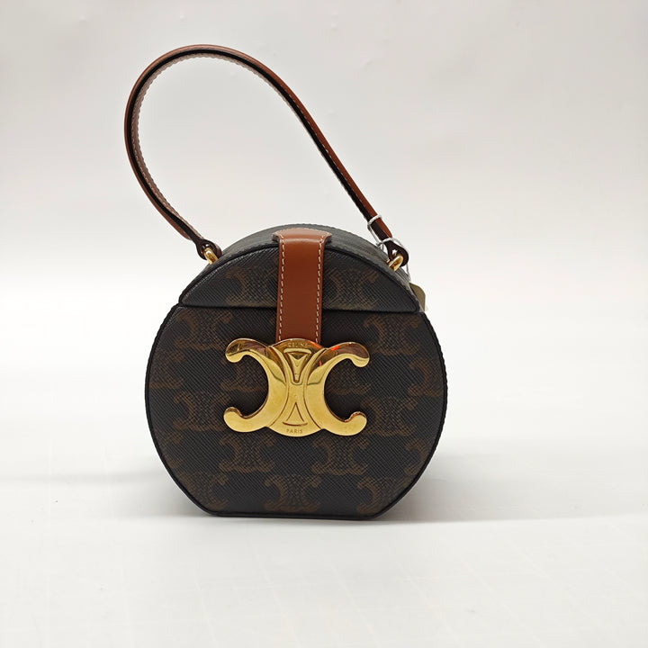 Celine Triomphe Coated Toile Rond Boîte Sac à main