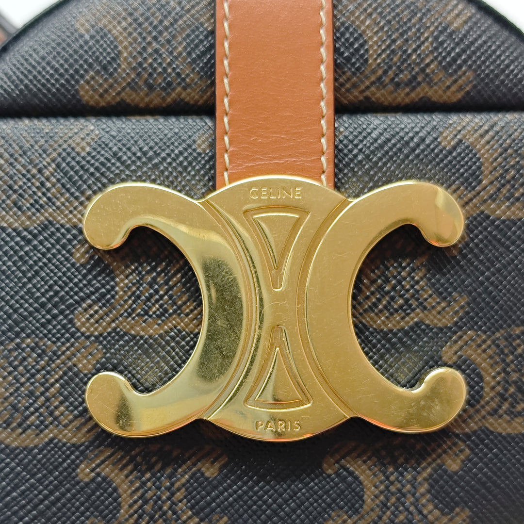 Celine Triomphe Coated Toile Rond Boîte Sac à main