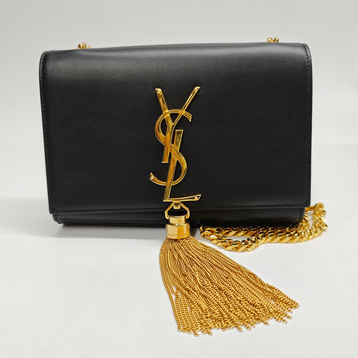 Saint Laurent Small Smooth Cuir de veau Monogram Kate Pompon Sac porté croisé