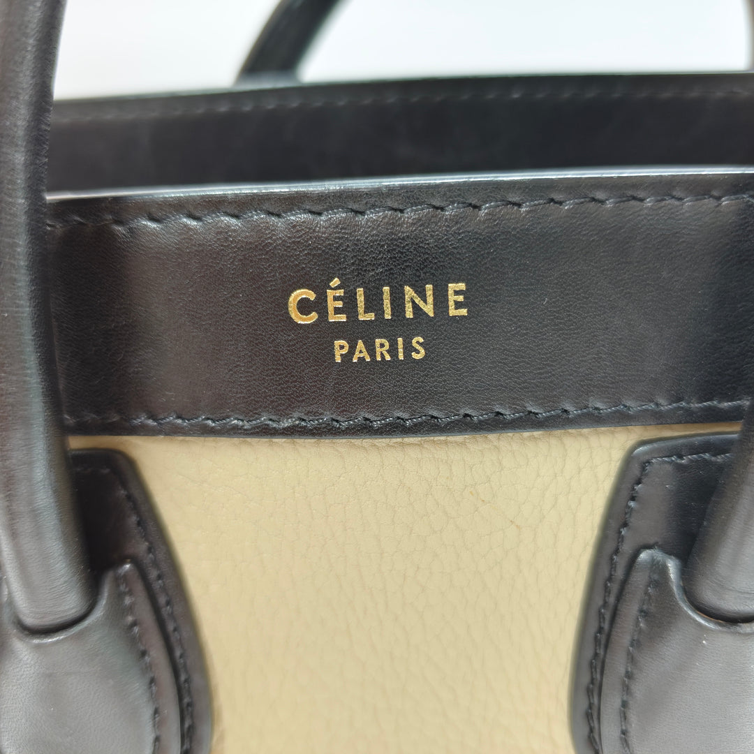 Celine Nano Tricolor Cuir de veau et Daim Luggage Cabas