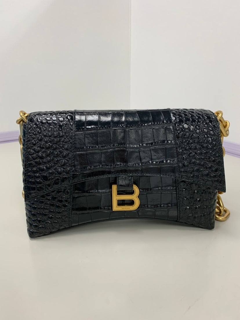 Balenciaga Croc embossé Cuir Downtown Sac porté croisé XS