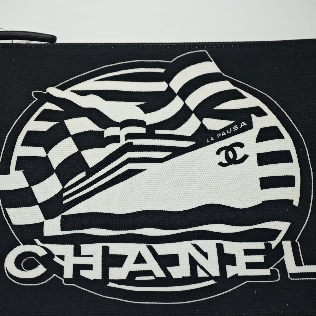 Chanel Medium Toile La Pausa Zip O Étui Pochette