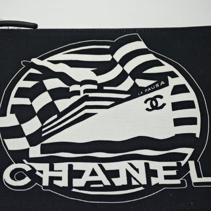 Chanel Medium Toile La Pausa Zip O Étui Pochette