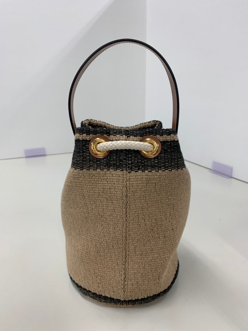 Celine Small Triomphe Raffia Drawstring Bucket Sac