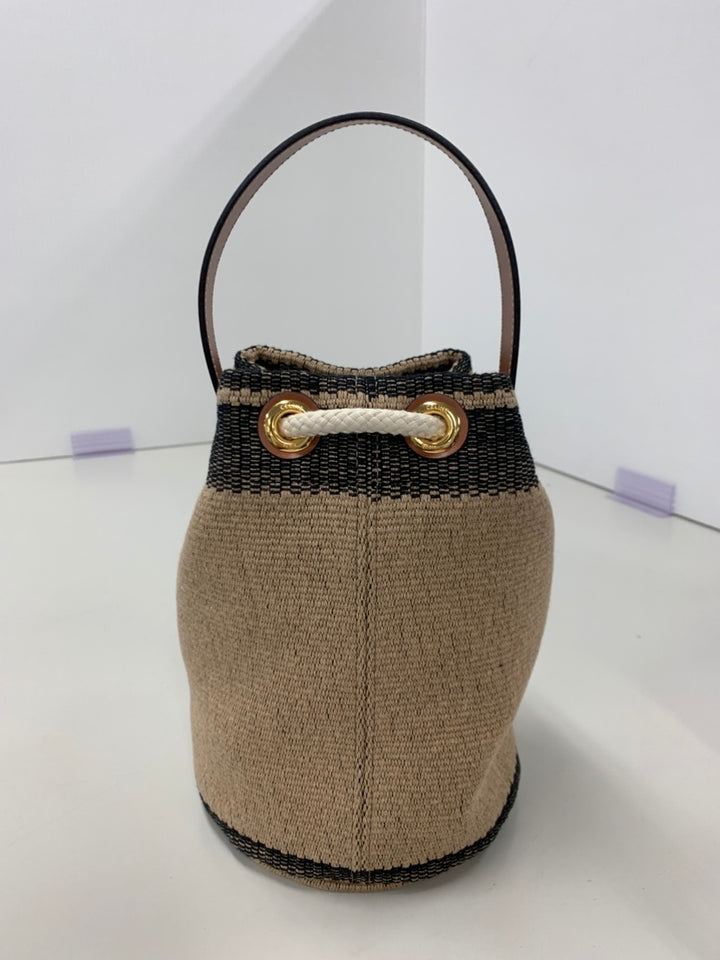 Celine Small Triomphe Raffia Drawstring Bucket Sac