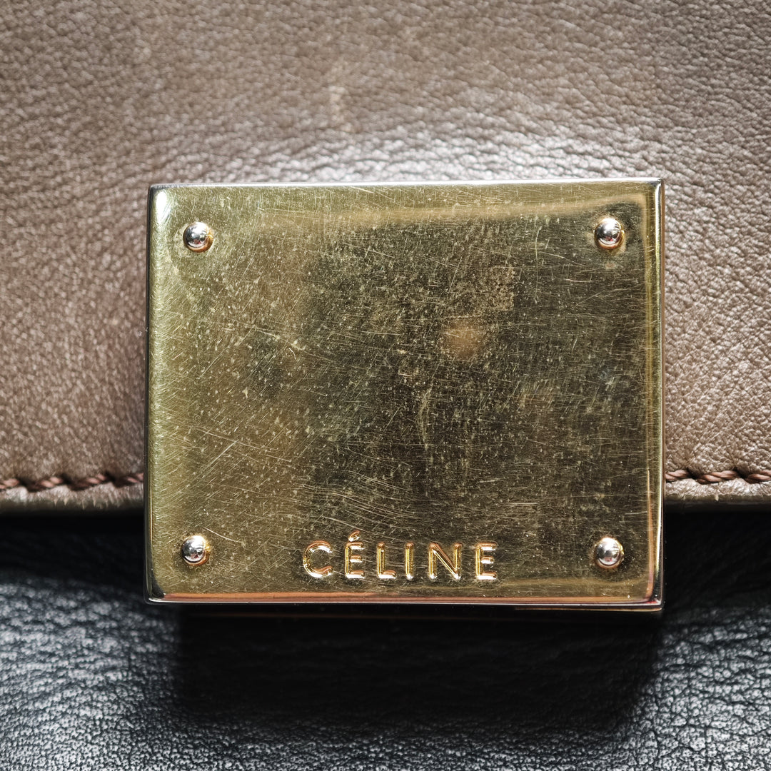 Celine Medium Tricolor Cuir de veau et Daim Trapeze Sac