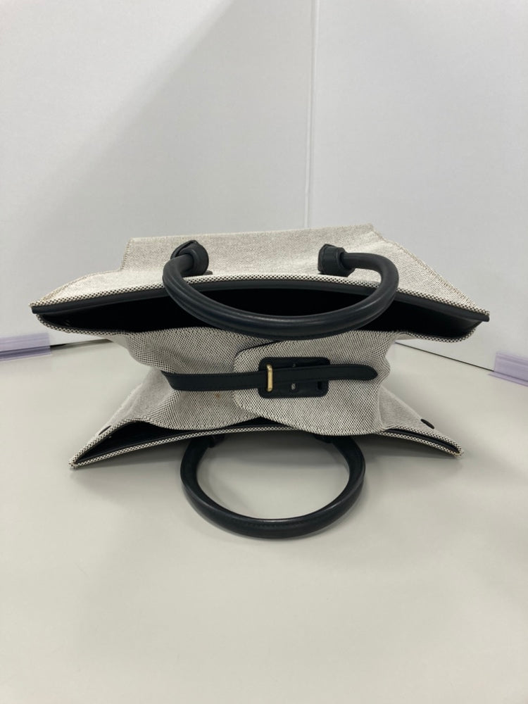 Celine Small Bicolor Toile et Cuir de veau Tie Knot Sac à main