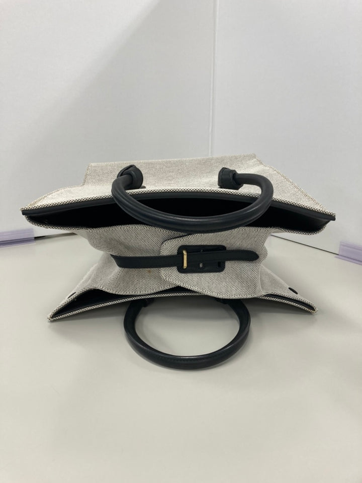 Celine Small Bicolor Toile et Cuir de veau Tie Knot Sac à main