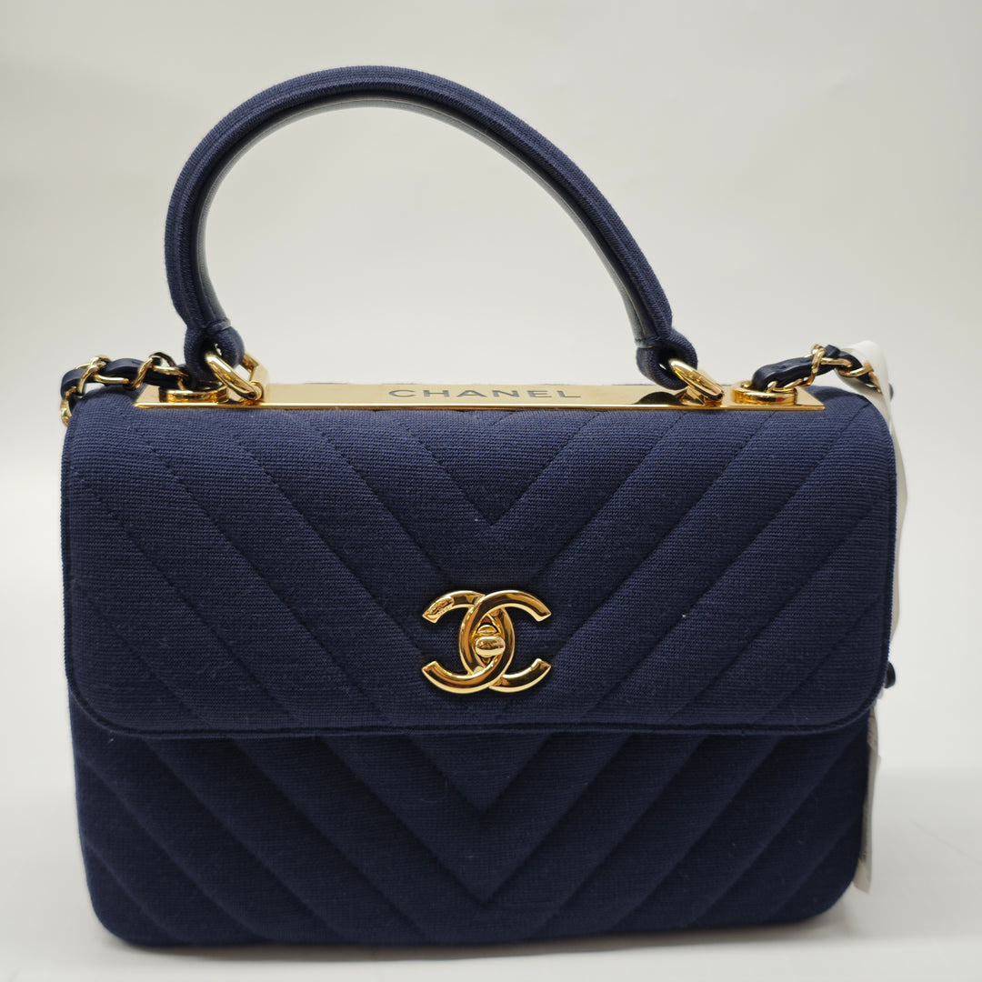 Chanel Small Chevron Jersey Trendy CC anse supérieure à rabat