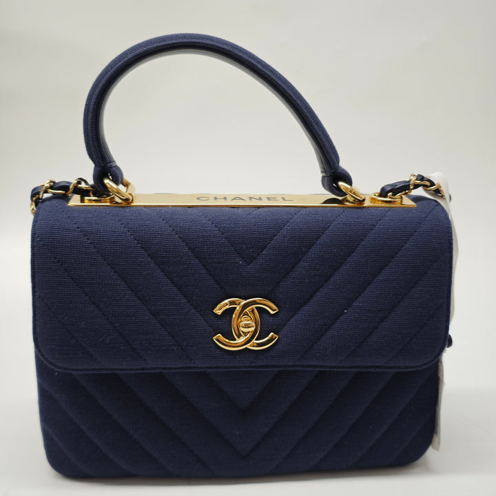 Chanel Small Chevron Jersey Trendy CC anse supérieure à rabat