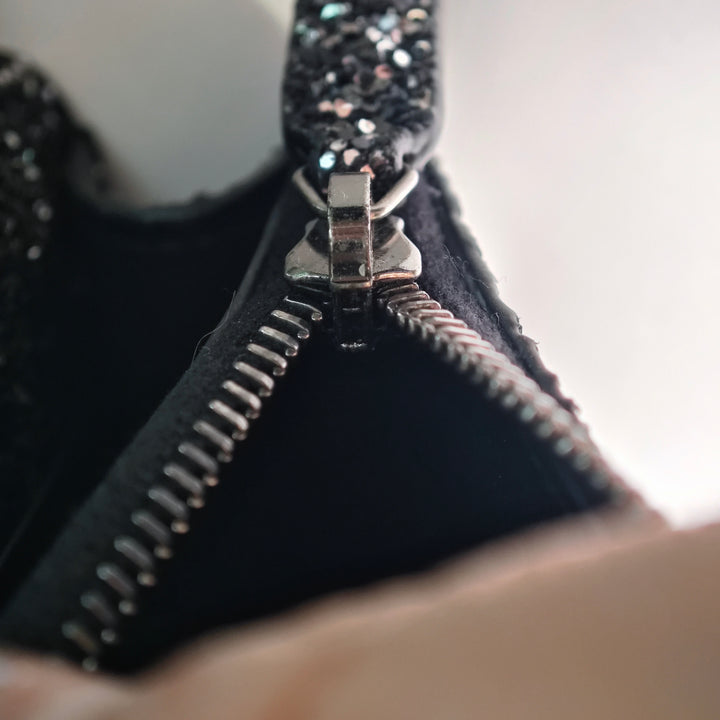 Saint Laurent Metallic Glitter Monogram Kate Pompon Chain Portefeuille