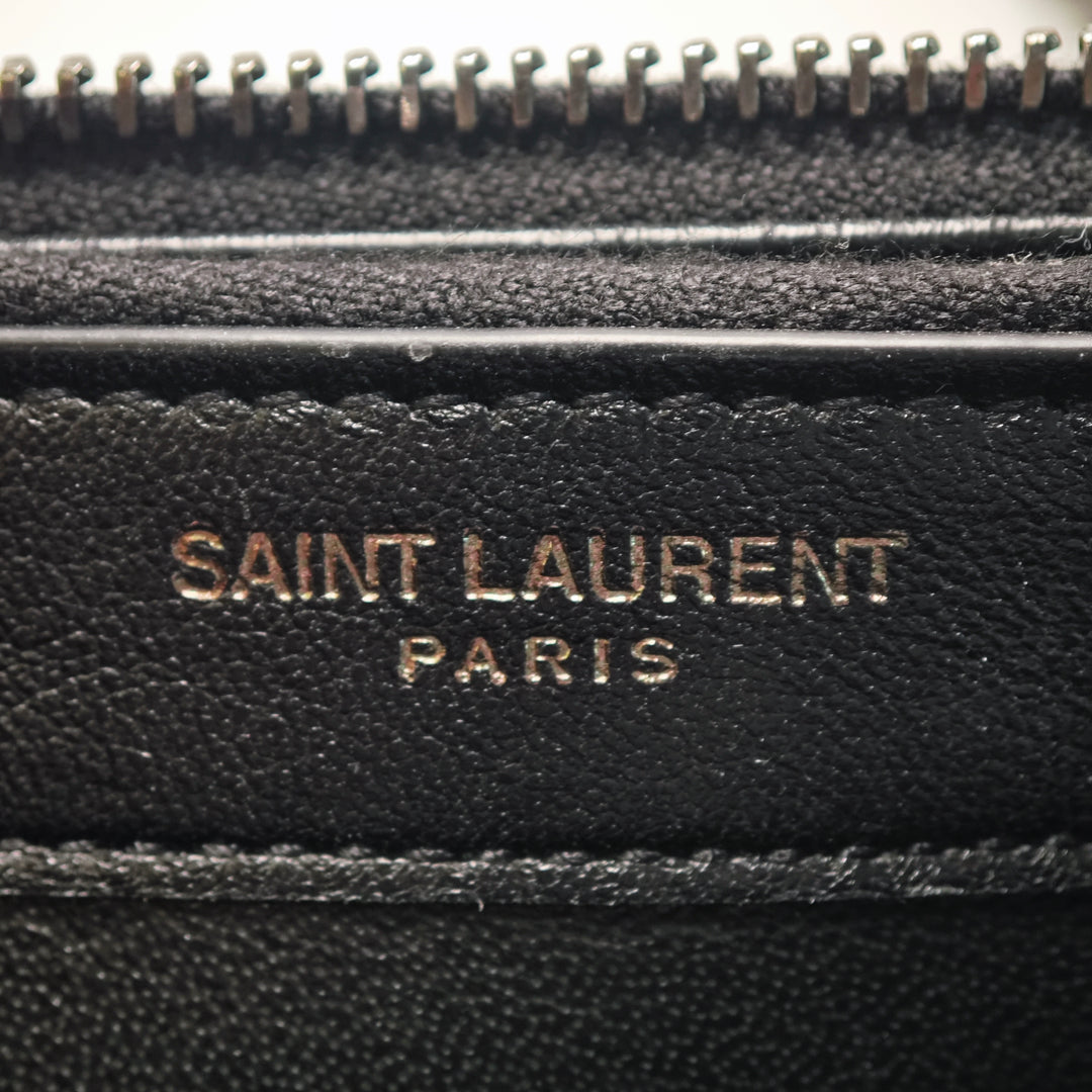 Saint Laurent Metallic Glitter Monogram Kate Pompon Chain Portefeuille
