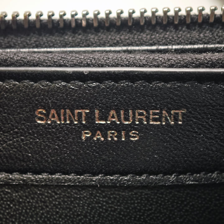 Saint Laurent Metallic Glitter Monogram Kate Pompon Chain Portefeuille