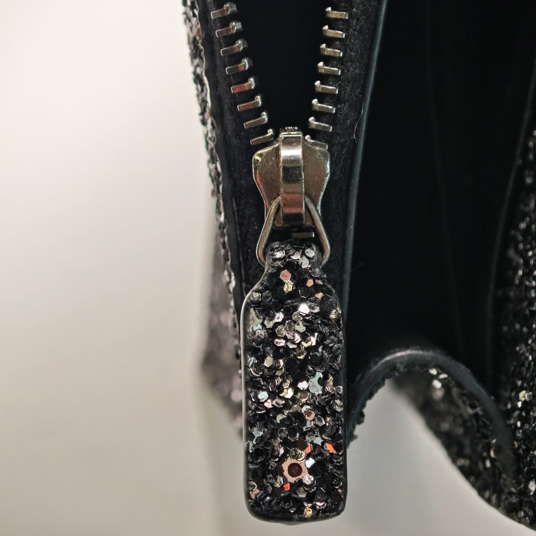 Saint Laurent Metallic Glitter Monogram Kate Pompon Chain Portefeuille