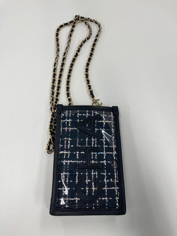 Chanel Tweed et PVC Phone Pochette avec chaîne